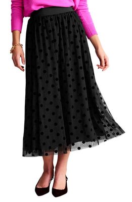 Boden Polka Dot Tulle A-Line Skirt in Black Spot