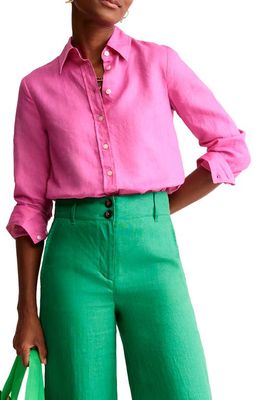 Boden Sienna Linen Button-Up Shirt in Pop Pansy