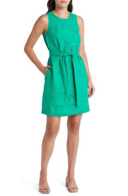 Boden Sleeveless Linen Dress in Rich Emerald