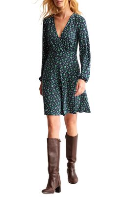 Boden Willow Floral Long Sleeve Jersey Dress in French Navy Tulip Bud
