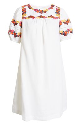 Boden Women's Embroidered Cotton Shift Dress in Bright White