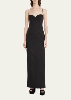 Bodie Sweetheart-Neck Crepe Gown