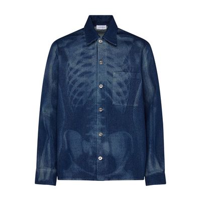 Body scan over denim shirt