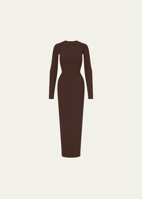 Bodycon Long-Sleeve Crewneck Maxi Dress