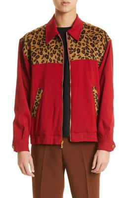 BOGEY BOYS Animal Spot Fleece Zip Jacket in Cheetah/Red