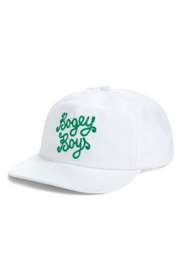 BOGEY BOYS Essential Logo Embroidered Snapback Baseball Cap in White 