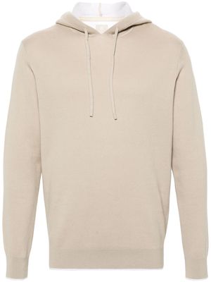 Boggi Milano contrast-border knitted hoodie - Neutrals