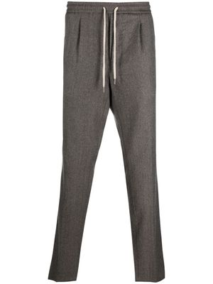 Boggi Milano drawstring-waist virgin-wool trousers - Brown