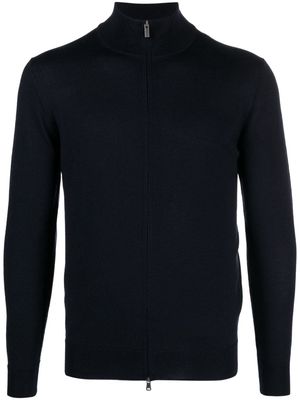 Boggi Milano high-neck wool zip-up jumper - Blue