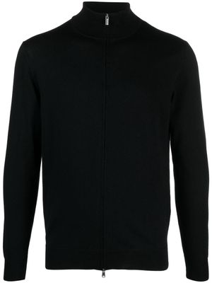 Boggi Milano high-neck zip-up wool jumper - Black