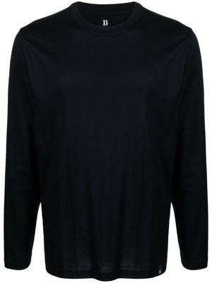 Boggi Milano logo-patch long-sleeve cotton T-shirt - Blue