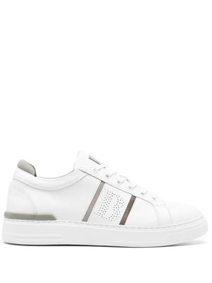Boggi Milano logo-perforated leather sneakers - White