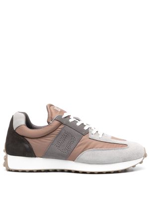 Boggi Milano logo-perforated panelled leather sneakers - Neutrals
