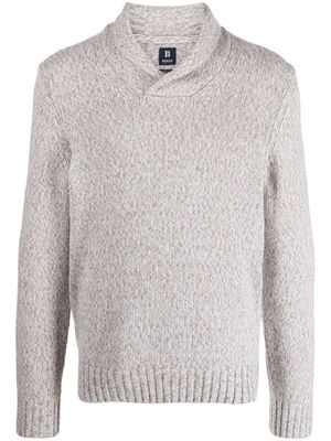 Boggi Milano mélange-effect shawl-collar jumper - Grey