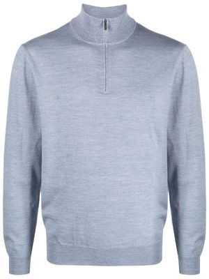 Boggi Milano zip-up merino wool jumper - Blue