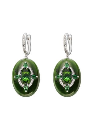 Boghossian 18kt white gold Reveal tourmaline and jade earrings - Green