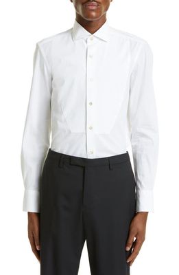 Boglioli Bibbed Stretch Cotton Button-Up Dress Shirt in White