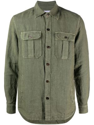 Boglioli chest-pockets linen shirt - Green