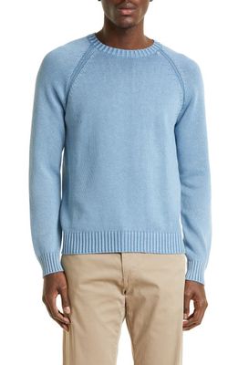 Boglioli Cotton Crewneck Sweater in Mid Blue
