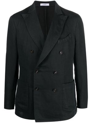 Boglioli double-breasted cotton-linen blazer - Black