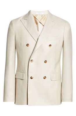 Boglioli Double Breasted Wool & Cashmere Blend Blazer in Light Beige/Cream