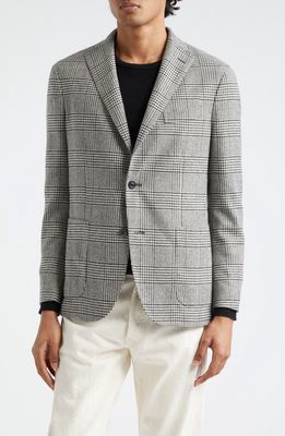 Boglioli K-Jacket Glen Plaid Wool Blend Sport Coat in White/Mid-Olive 