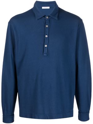 Boglioli long-sleeve cotton polo shirt - Blue