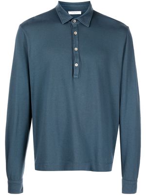 Boglioli longsleeved cotton polo shirt - Blue