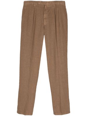 Boglioli mid-rise tapered linen trousers - Brown
