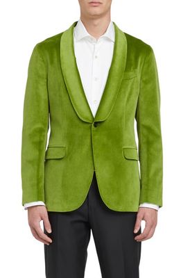 Boglioli Shawl Collar Stretch Velveteen Dinner Jacket in Green