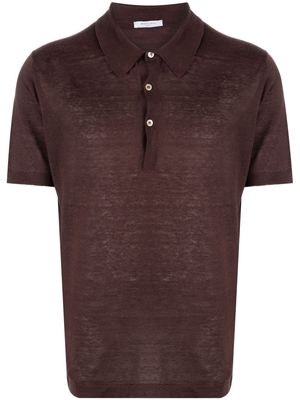 Boglioli short-sleeved fine-knit polo shirt - Brown