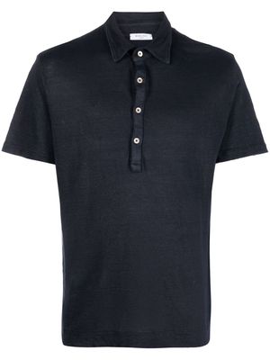 Boglioli short-sleeved linen polo shirt - Blue