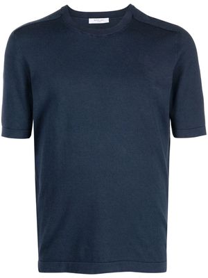 Boglioli shortsleeved crew neck cotton-silk T-shirt - Blue