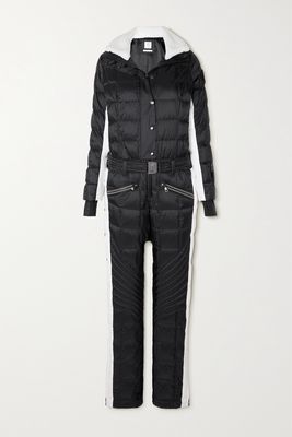 Bogner - Gaia-d Fleece-trimmed Striped Quilted Ripstop Down Ski Suit - Black