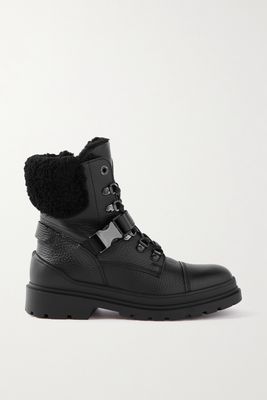 Bogner - St. Moritz Buckled Shearling-lined Textured-leather Ankle Boots - Black