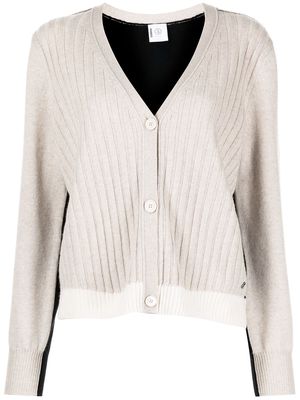 BOGNER two-tone ribbed wool cardigan - Neutrals