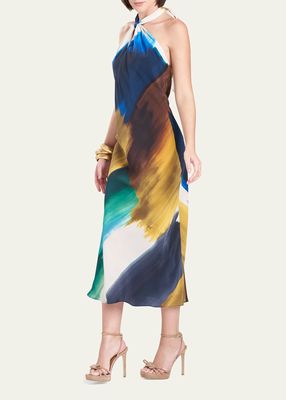 Bohol Abstract-Print Halter Maxi Dress