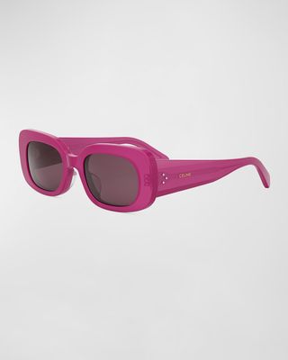 Bold 3 Dots Acetate Rectangle Sunglasses