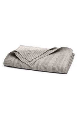 Boll & Branch Cable Knit Organic Cotton Throw Blanket in Heathered Pewter