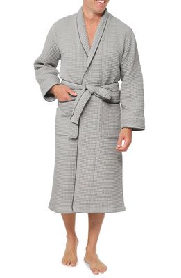 Boll & Branch Organic Cotton Waffle Robe in Pewter/Stone