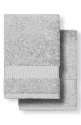 Boll & Branch Plush Set of 2 Organic Cotton Hand Towels in Pale Pewter