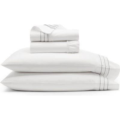 Boll & Branch Signature Triple Pleat Organic Cotton Sheet Set in White/Shore 