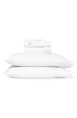 Boll & Branch Simple Stripe Organic Cotton Percale Sheet Set in Pewter Simple Stripe