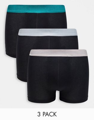 Bolongaro Trevor 3 pack boxer briefs with color waistband in black and green