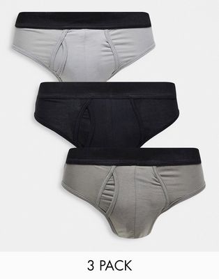 Bolongaro Trevor 3 pack briefs in black and charcoal-Gray