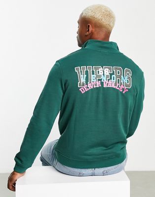 Bolongaro Trevor half zip sweater with back print in khaki-Green