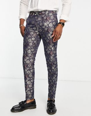 Bolongaro Trevor jacquard floral print suit pants in multi