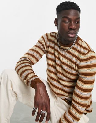 Bolongaro Trevor knitted stripe sweater in brown
