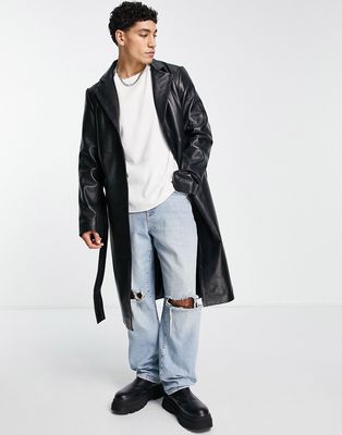 Bolongaro Trevor leather belted duster coat-Black