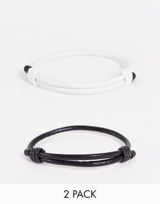 Bolongaro Trevor leather bracelet two packin chocolate and black